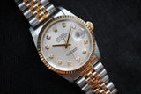 SOLD- 1995 Rolex Datejust 16233 Factory Diamond Silver Dial